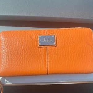 Cole Haan Orange Leather Zip Wallet